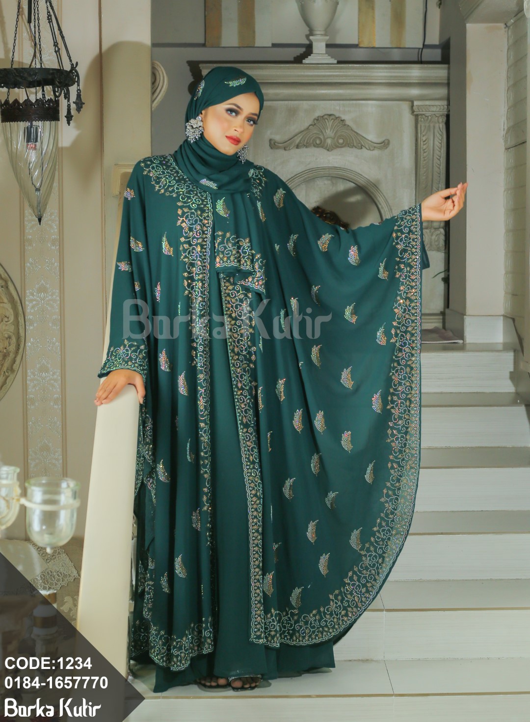 Leaf design Stone work abaya