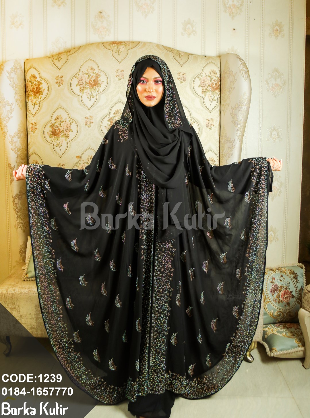 Leaf design Stone work abaya