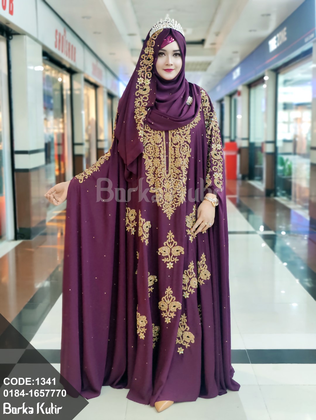 Queenee Bridal Abaya Purple