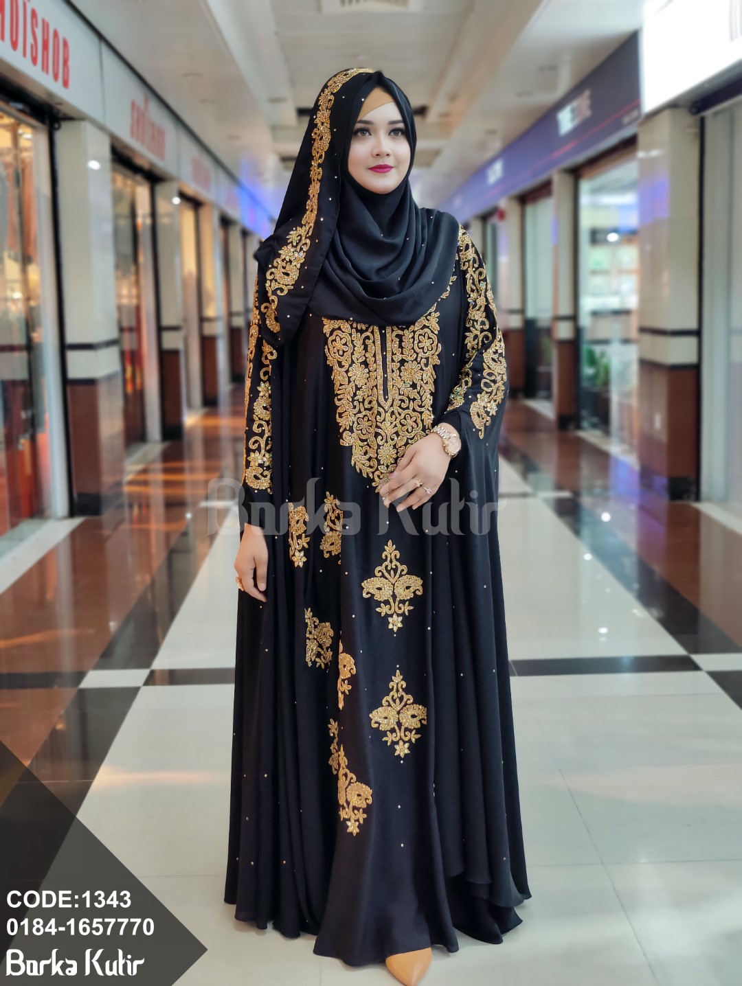 Queenee Bridal Abaya Black