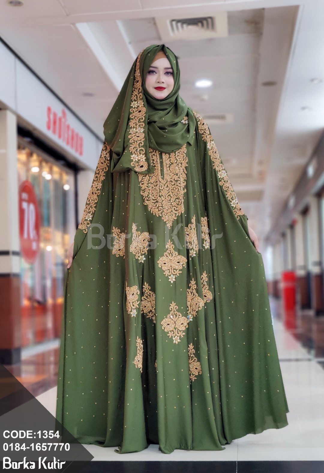Queenee Bridal Abaya Olive