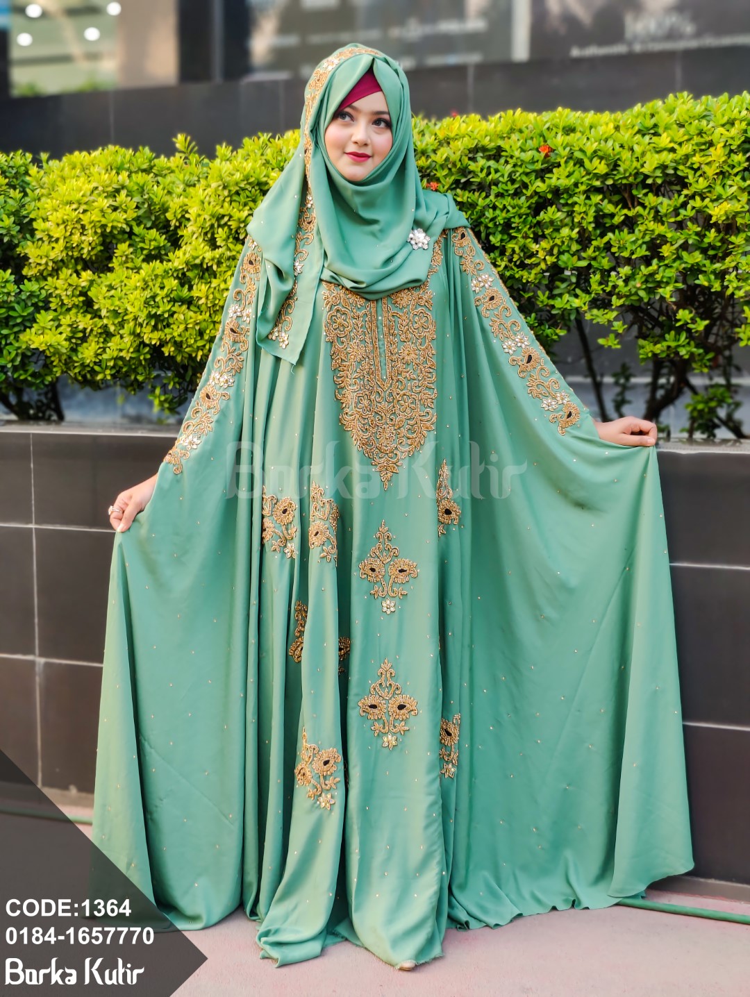 Queenee Bridal Abaya Powder Blue
