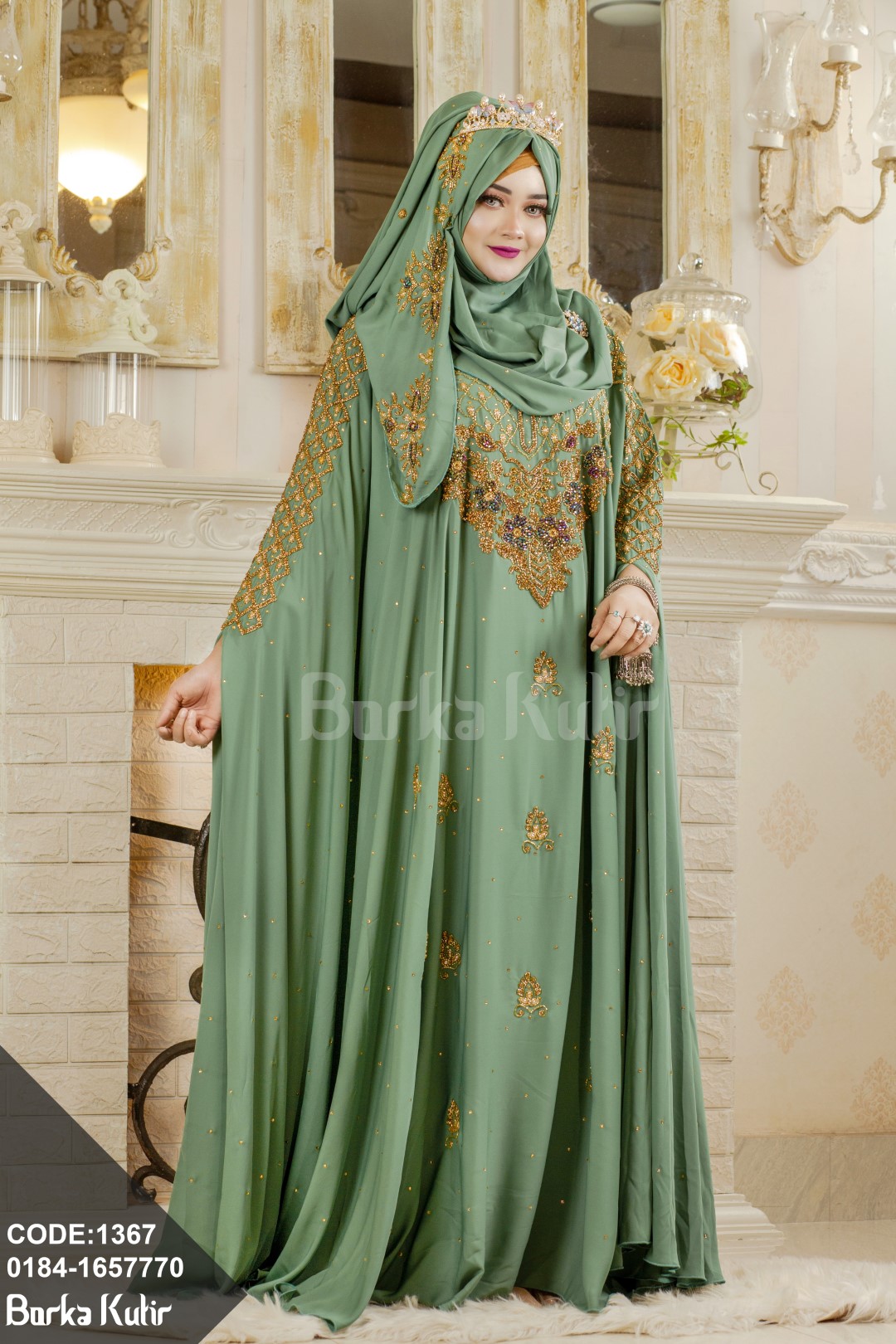 Royal Bridal Abaya Powder Blue color