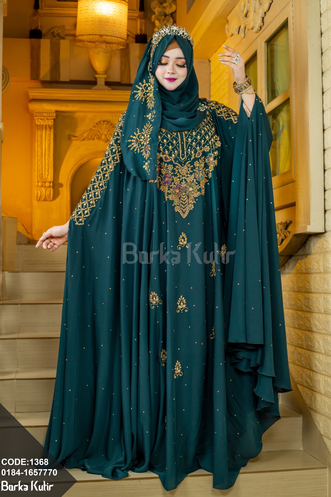 Royal Bridal Abaya Sea Green