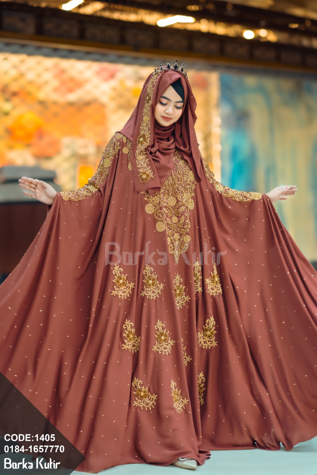 Majestic Bridal Abaya Light brown