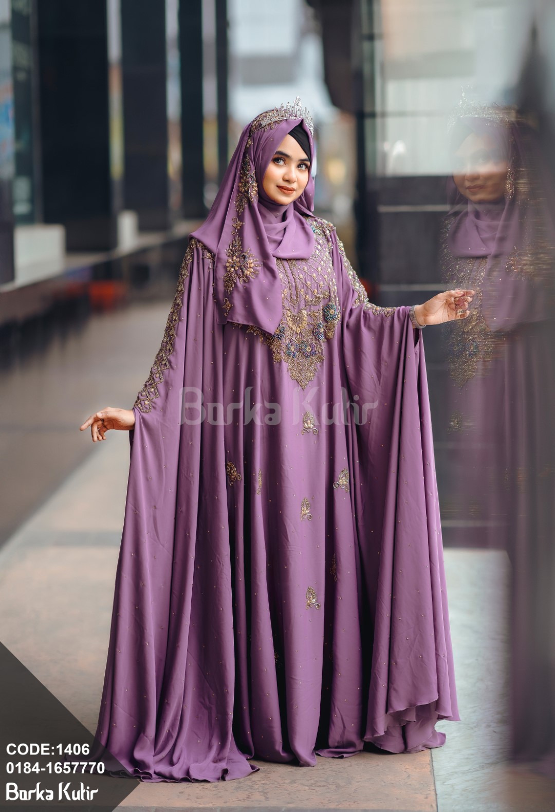 Royal Bridal Abaya Lavender Color