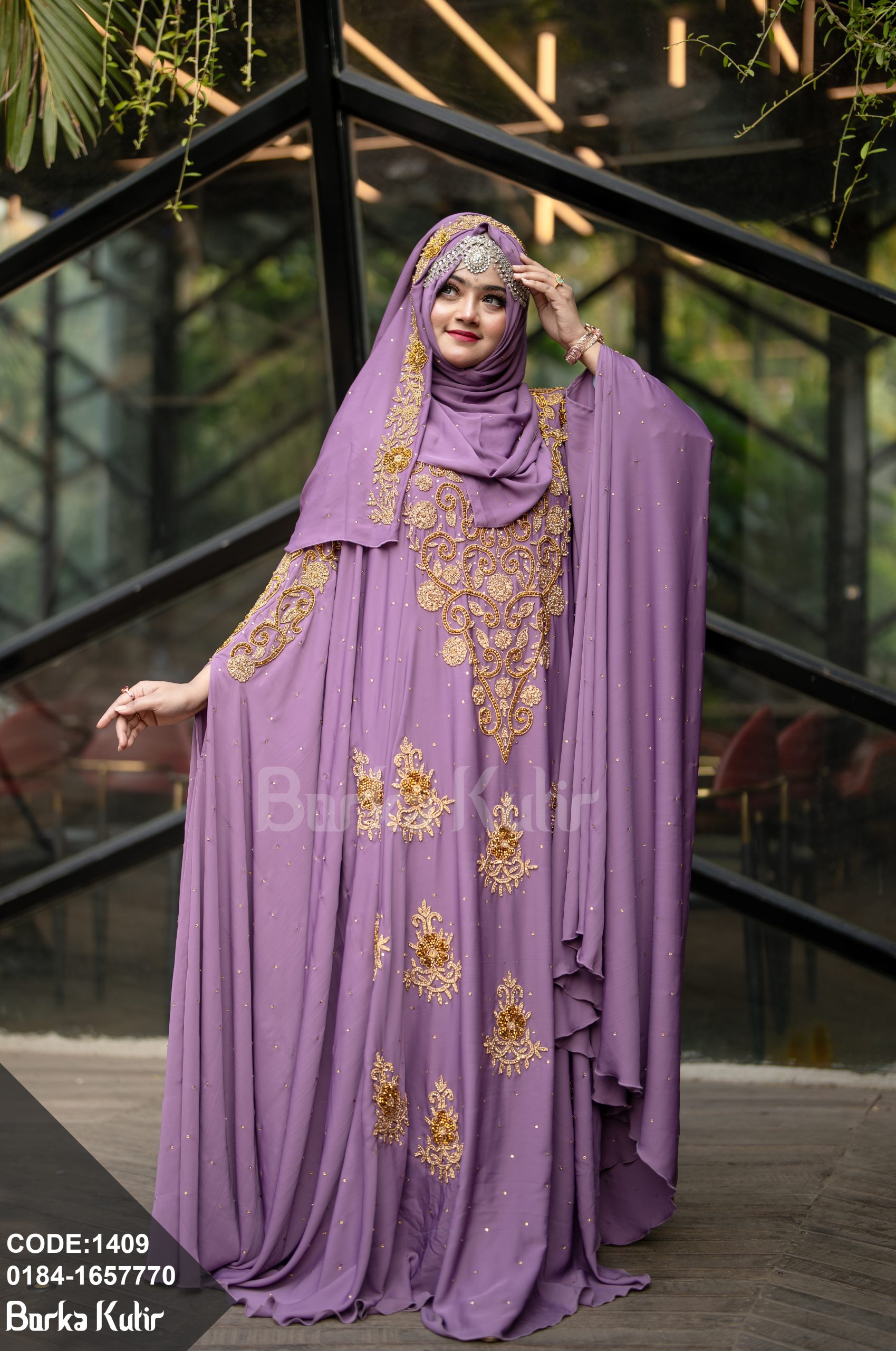 Majestic Bridal Abaya Lavender