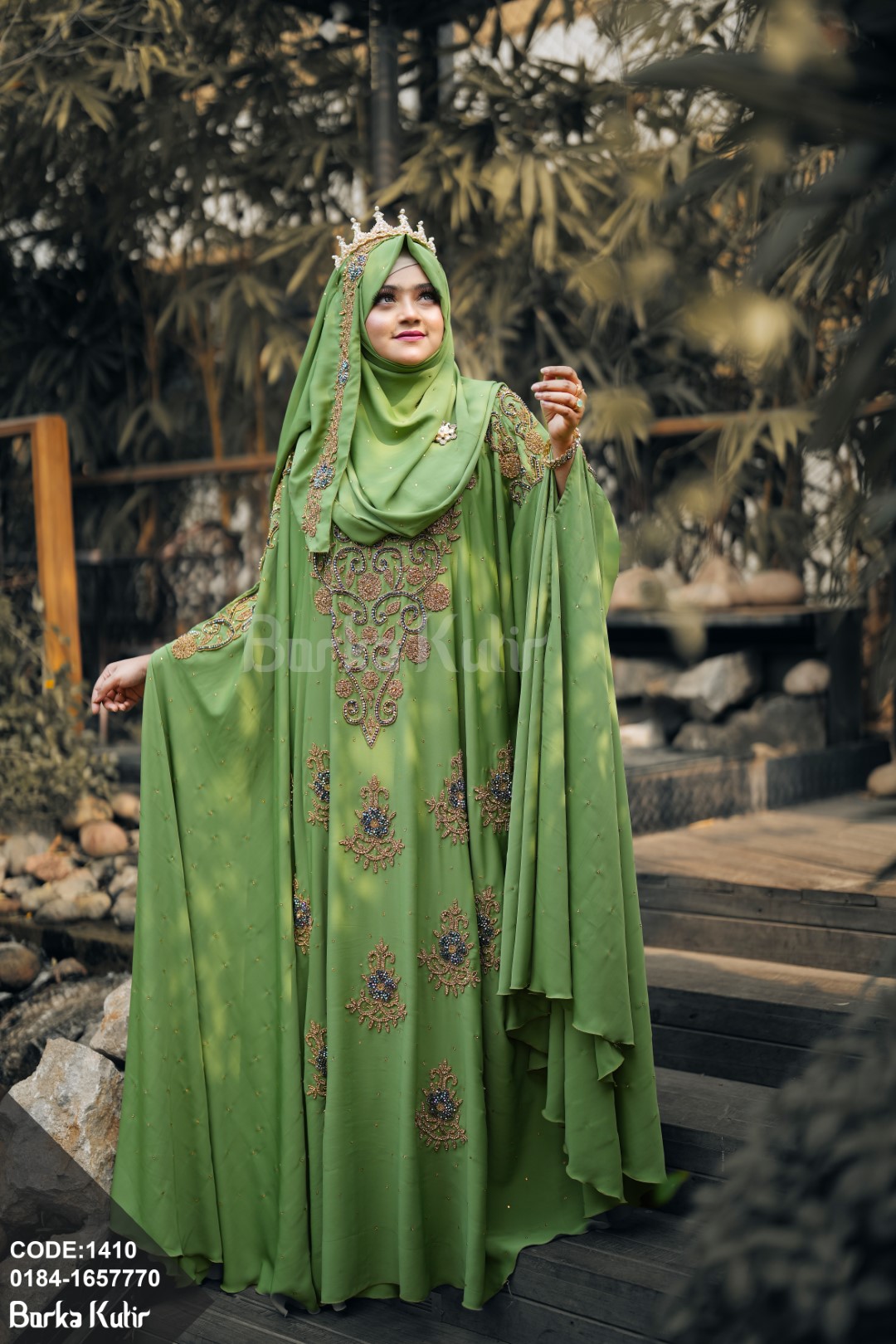 Majestic Bridal Abaya mint Green