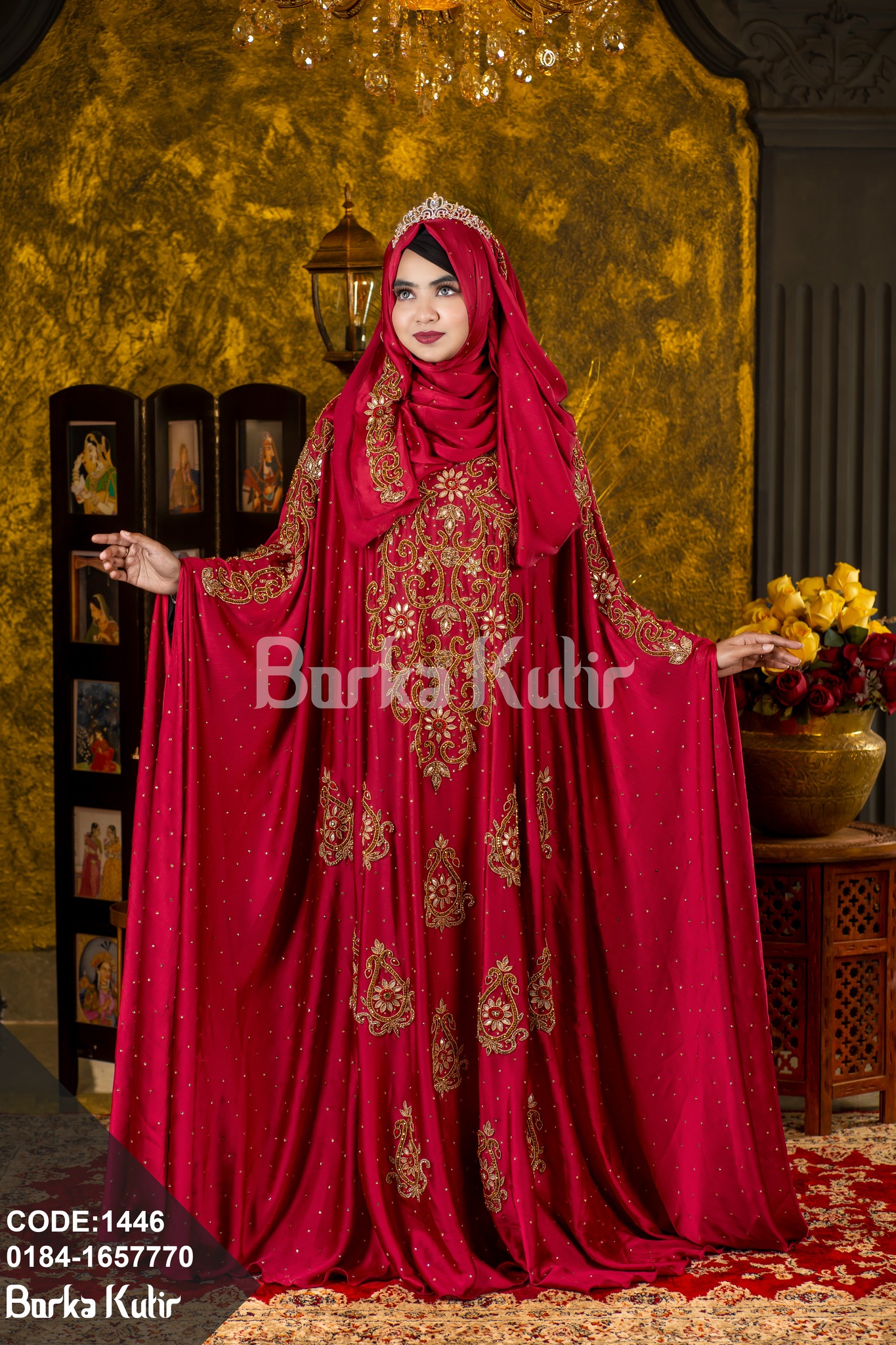Majestic Bridal Abaya S2-Maroon