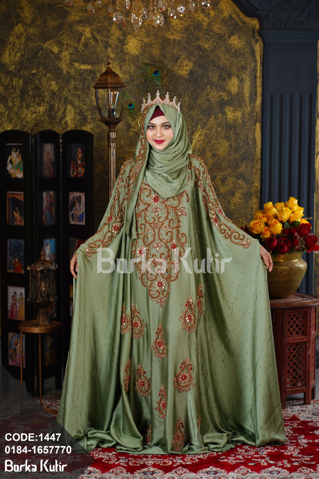 Majestic Bridal Abaya S2-Mint Green