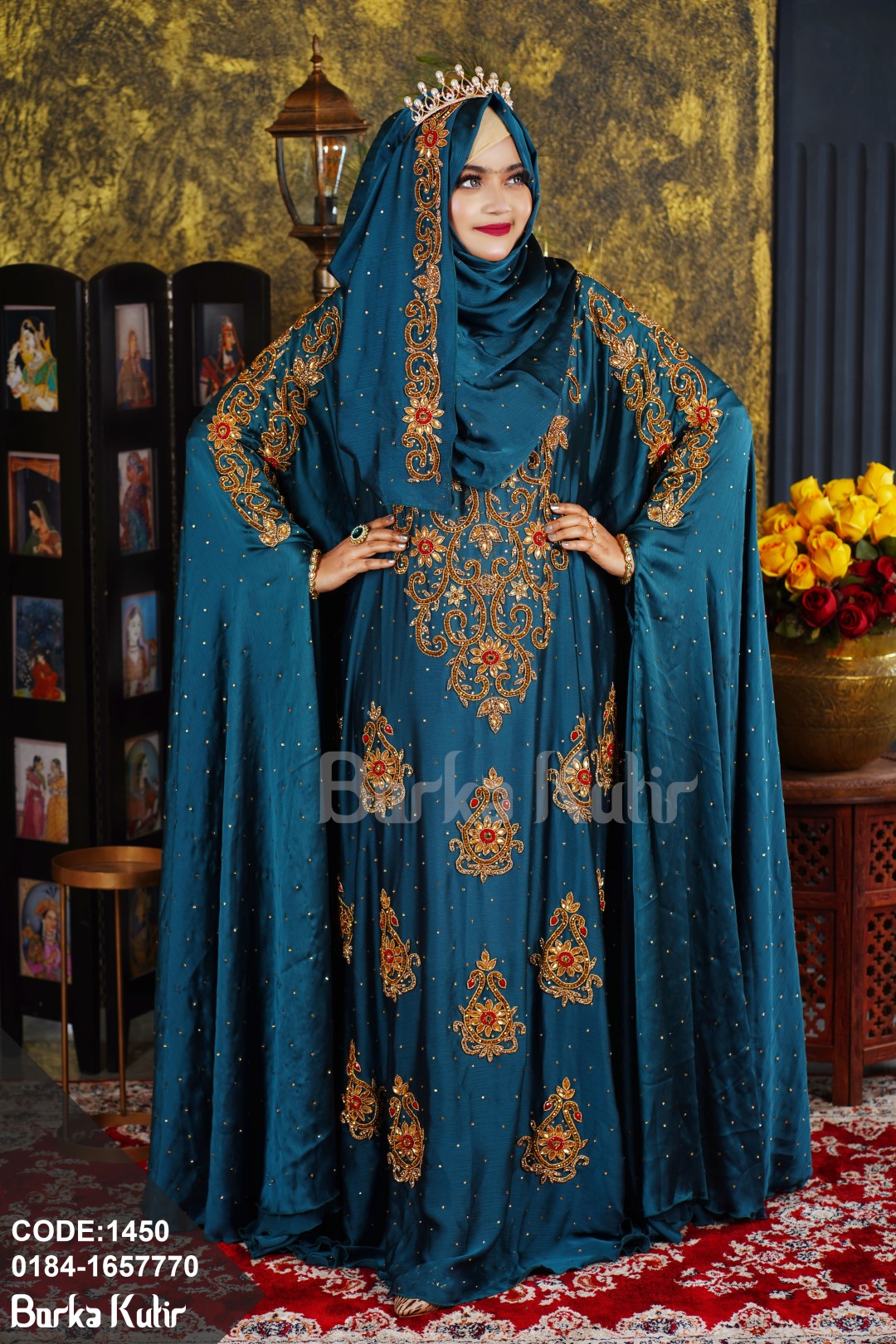 Majestic Bridal Abaya S2-Sea Green