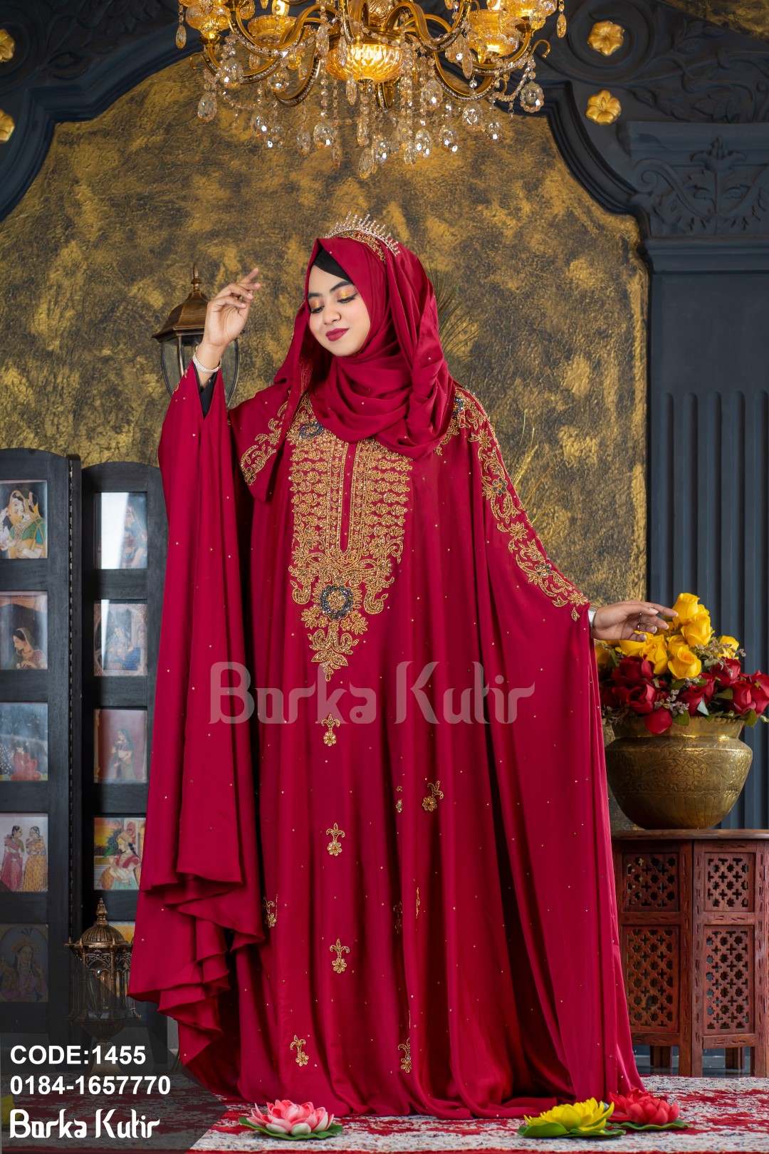 Queniee Bridal Abaya S2 Maroon