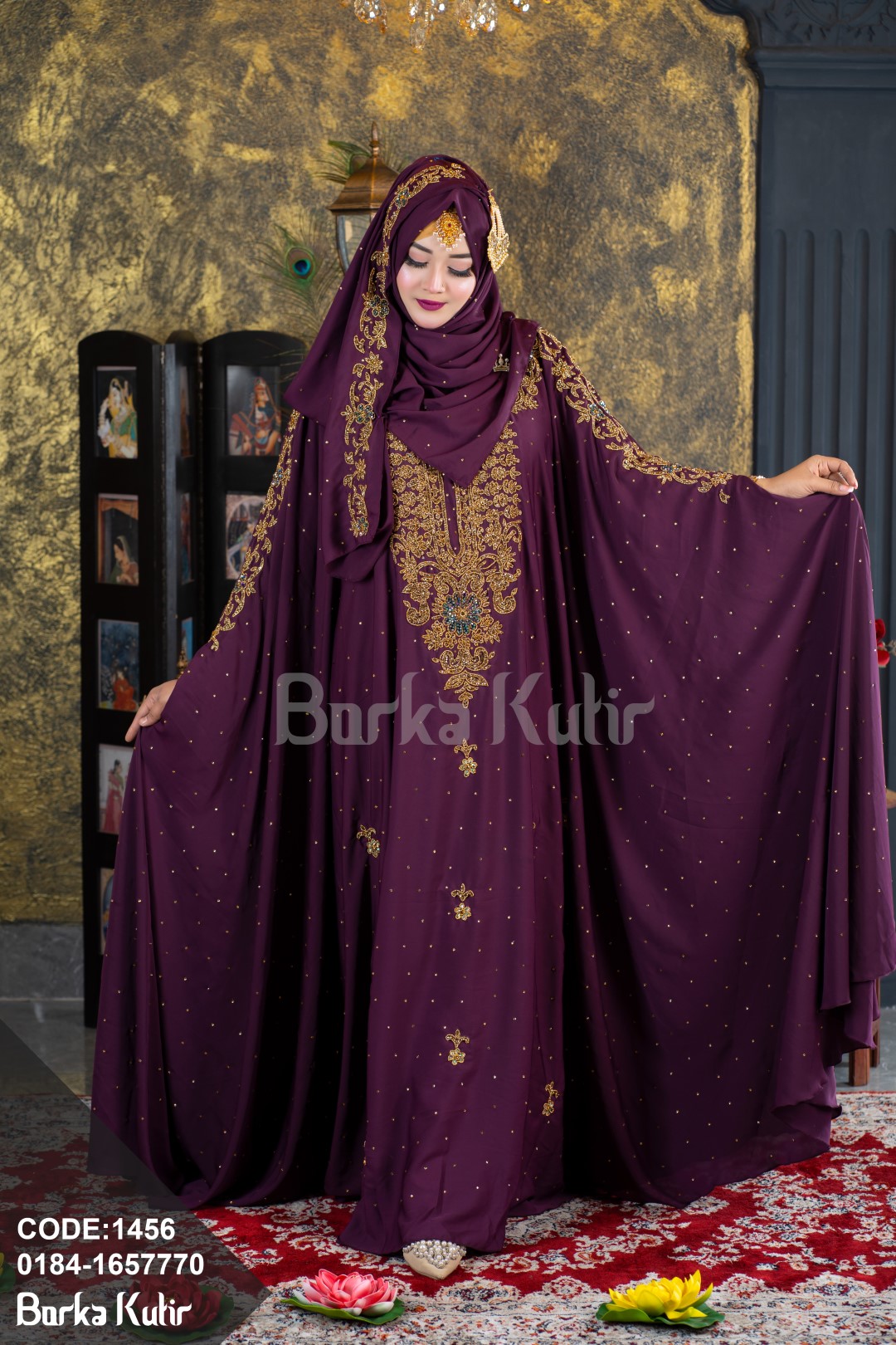 Queniee Bridal Abaya S2 Purple