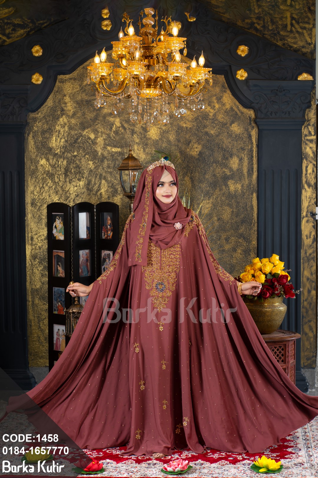 Queniee Bridal Abaya S2 Light Brown
