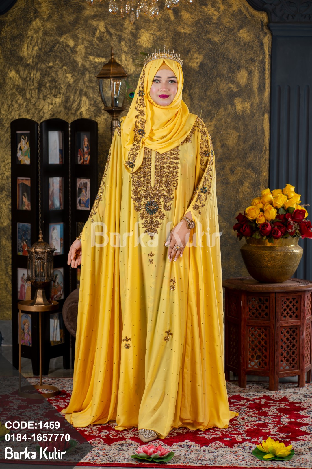 Queniee Bridal Abaya S2 Yellow