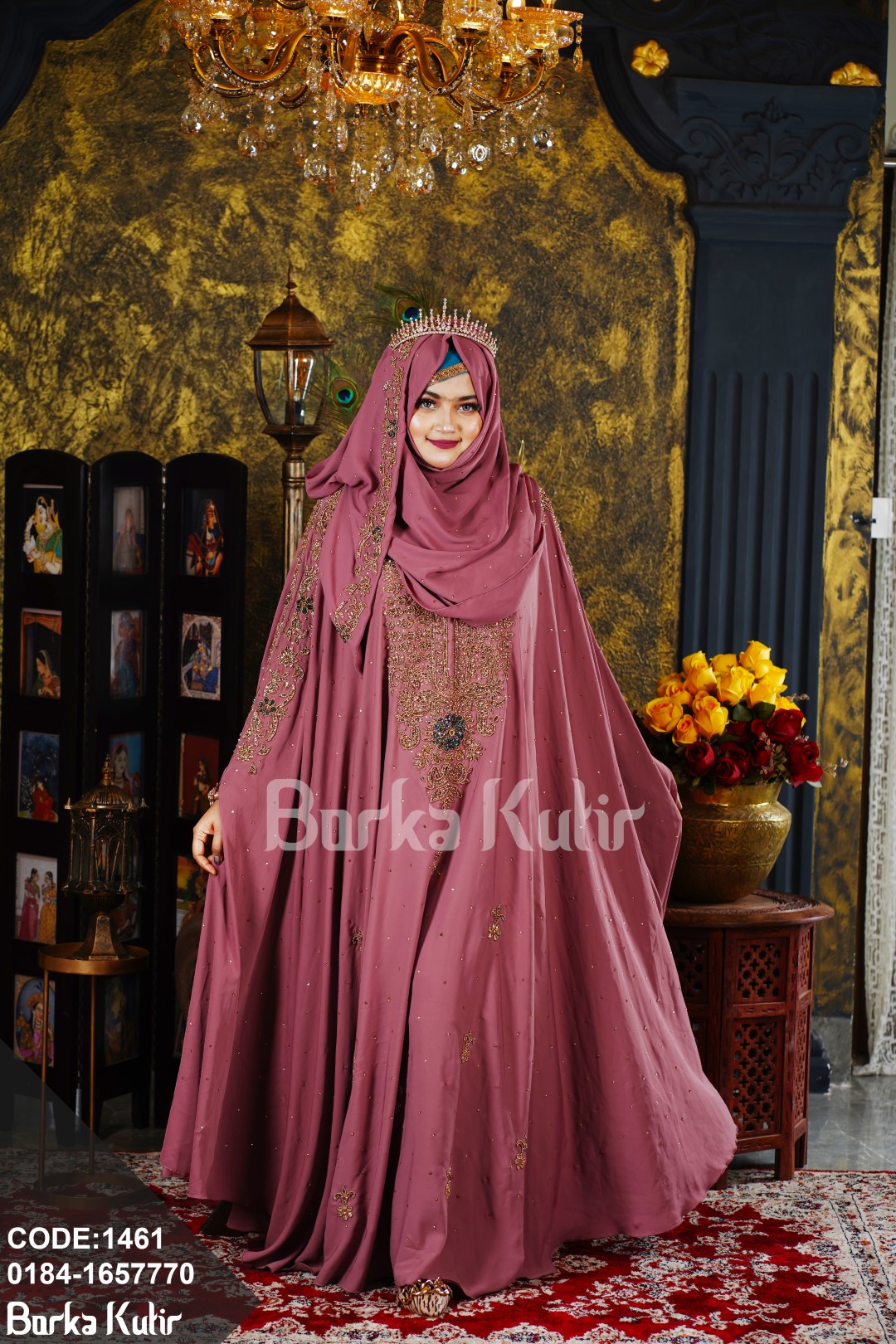 Queniee Bridal Abaya S2 Dusty Pink