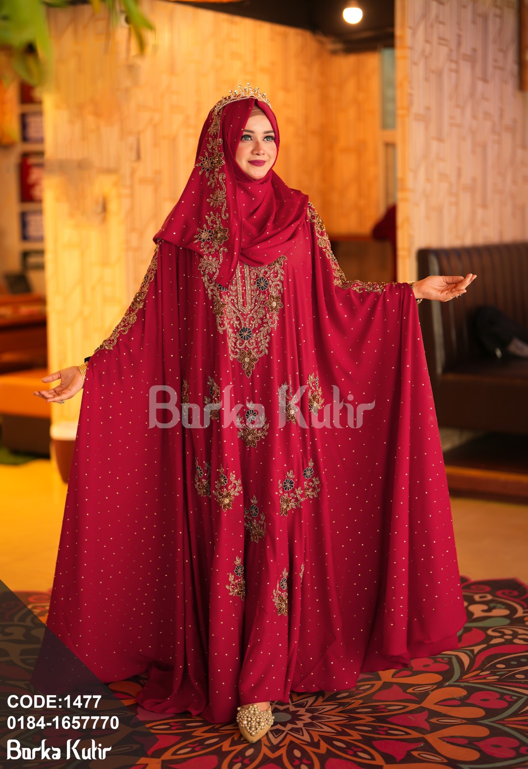 Queenie Abaya S3 Red Maroon