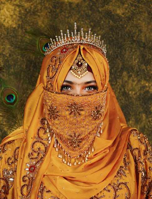 Karchupi bridal nikab mastered yellow