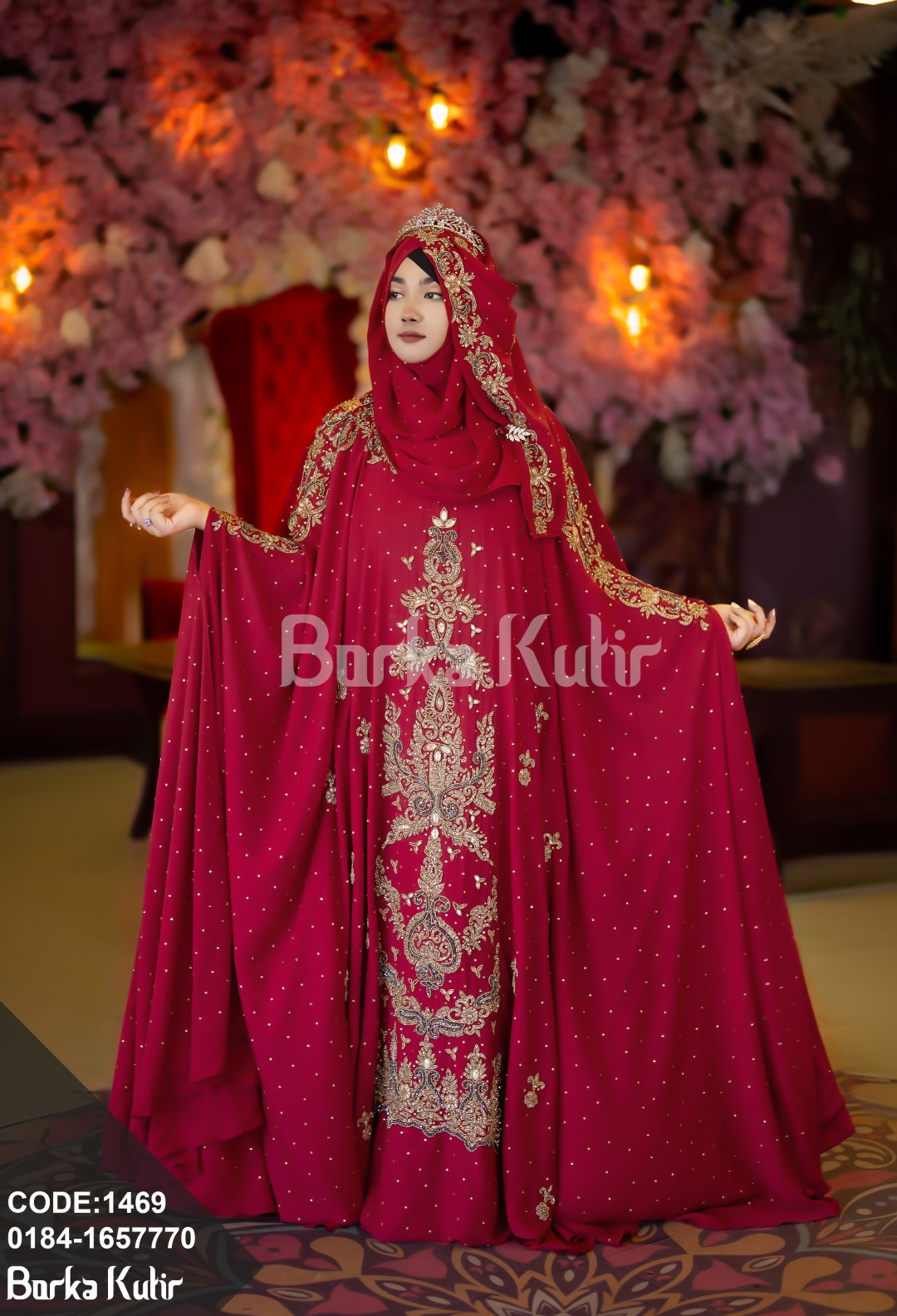 Egyptian Design Abaya Maroon