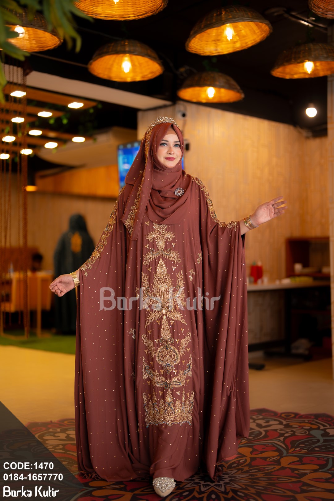 Egyptian Design Abaya Light Brown