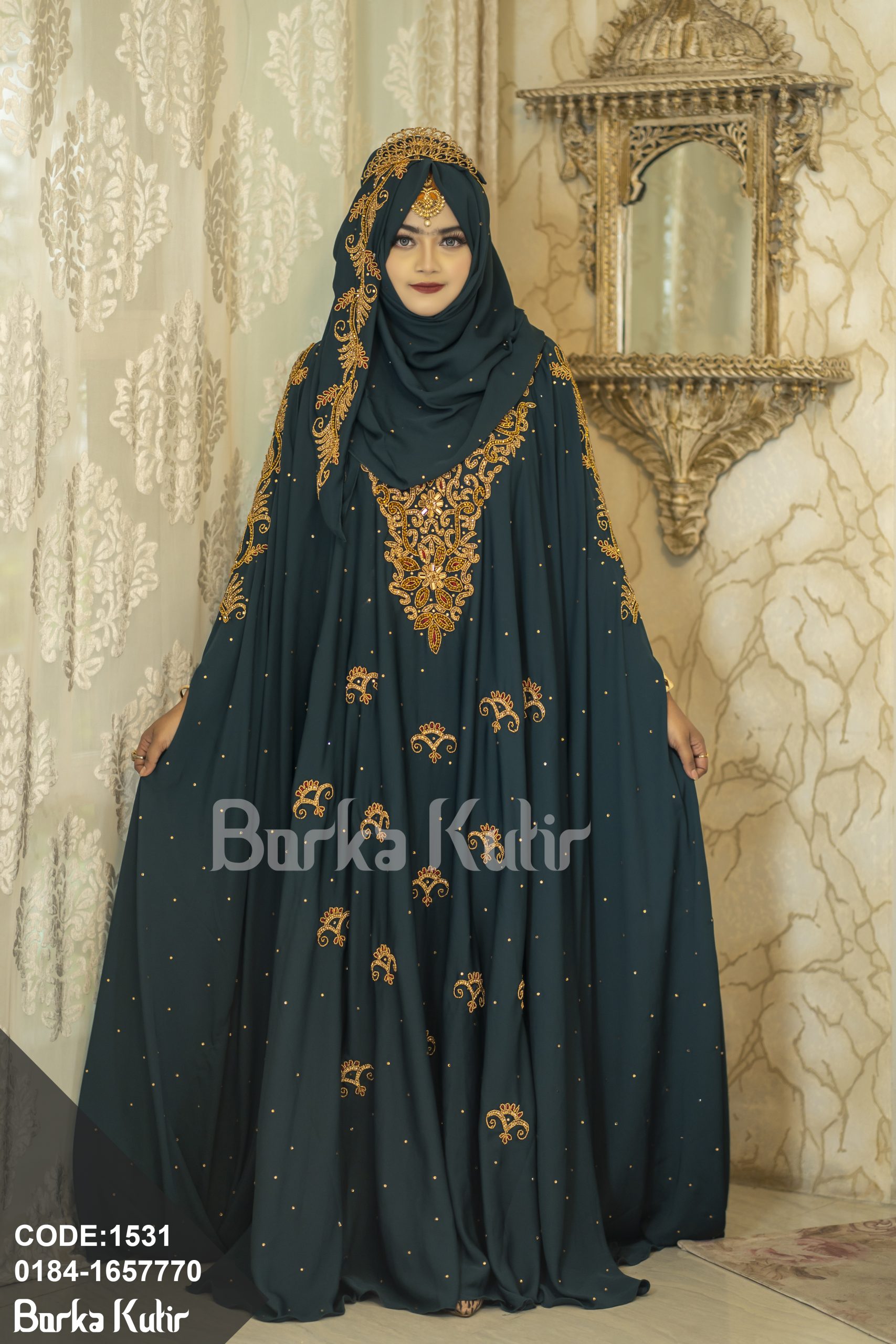 Victorian Abaya S1 Sea Green