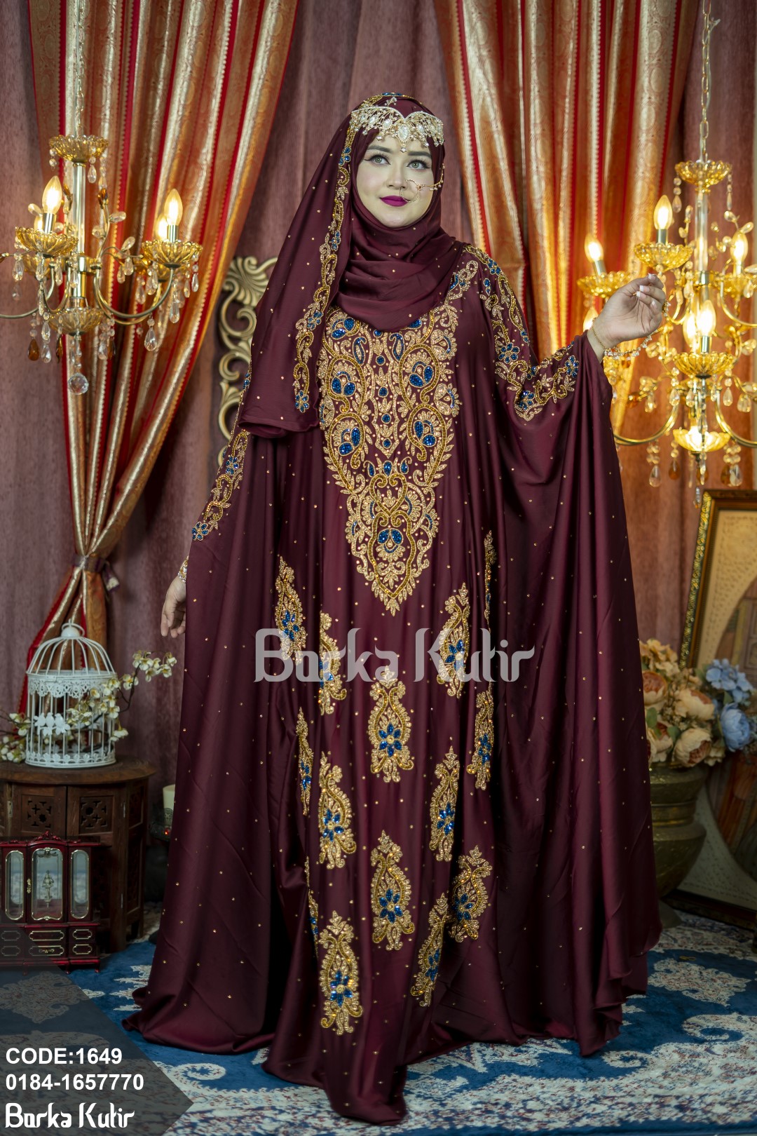 Queenie Abaya S4 Safran Series Deep Maroon